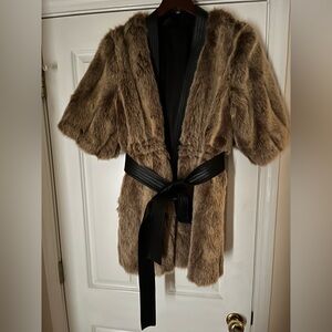 Faux Fur Belted Vegan Fur Statement Coat • Designer Sample
